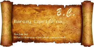 Barczy Cipriána névjegykártya